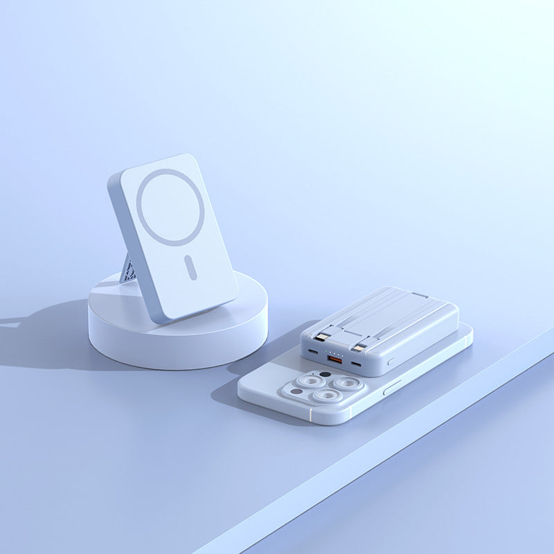Magnetic Portable Wireless Power Bank With Line