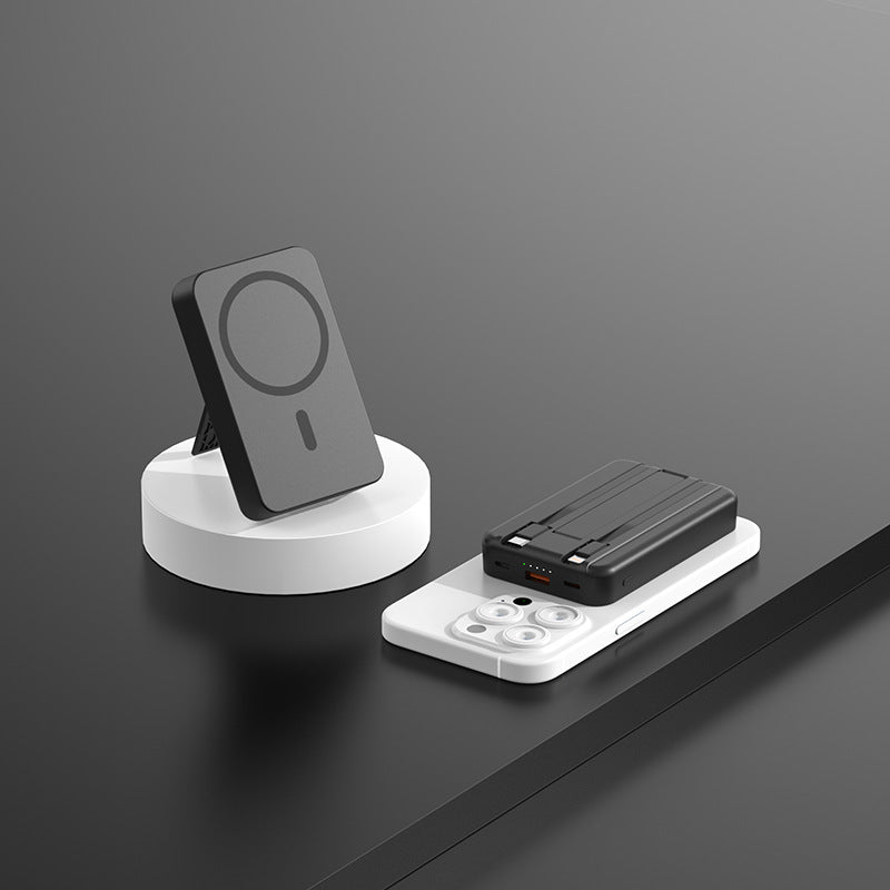 Magnetic Portable Wireless Power Bank With Line