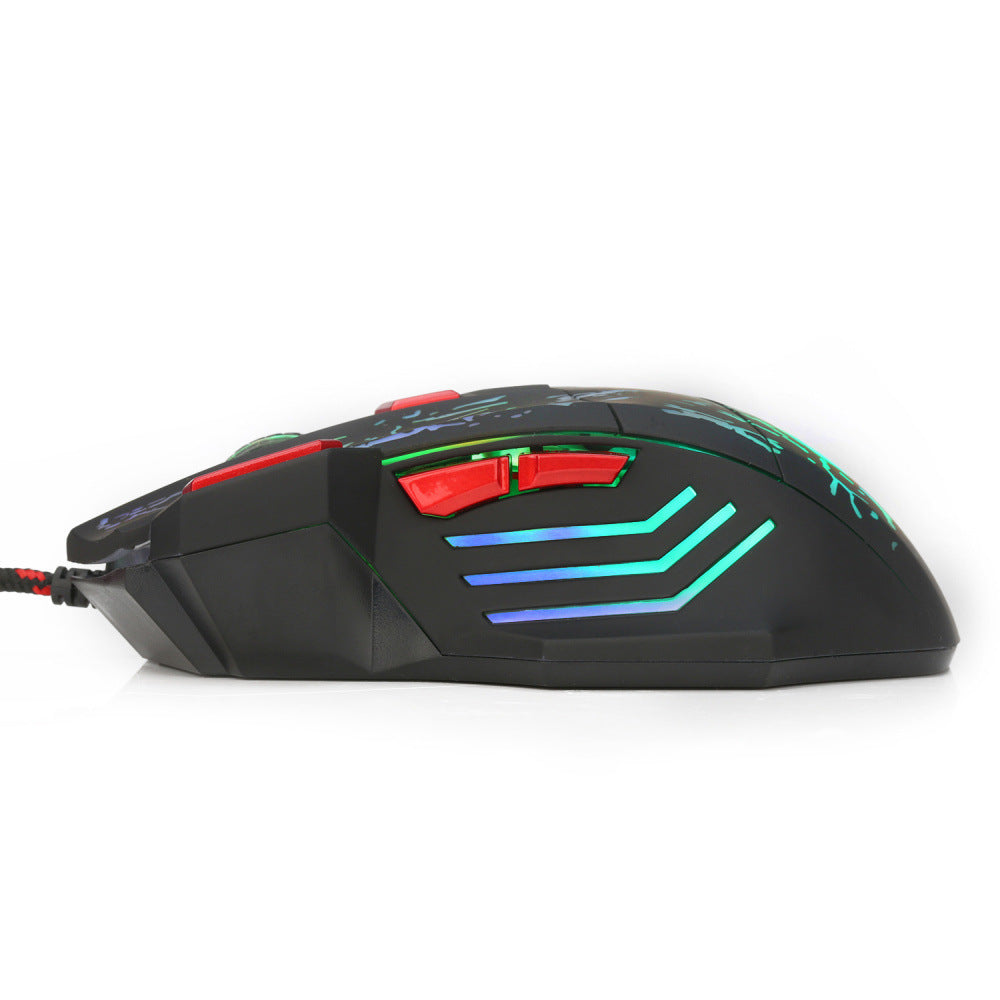 Water Crack Colorful Luminous Gaming Wired Mouse