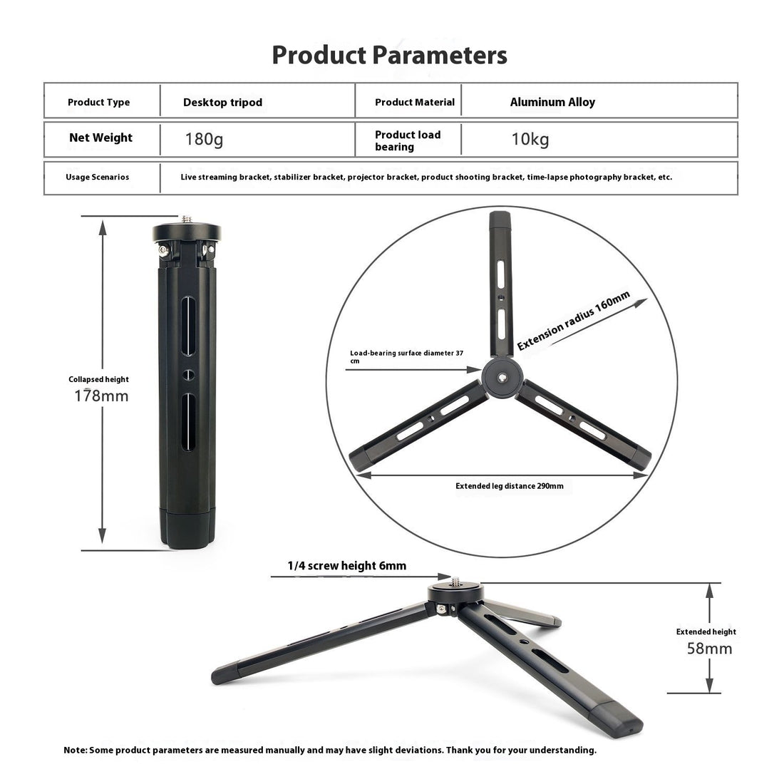Aluminum Alloy Desktop Tripod