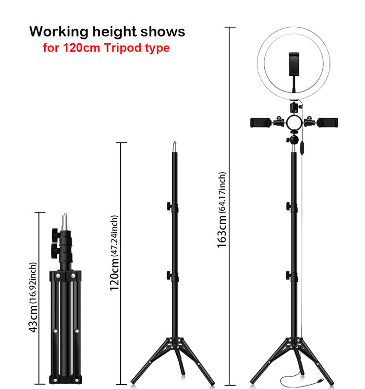 Led tripod multi-position fill light