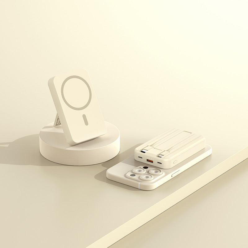 Magnetic Portable Wireless Power Bank With Line