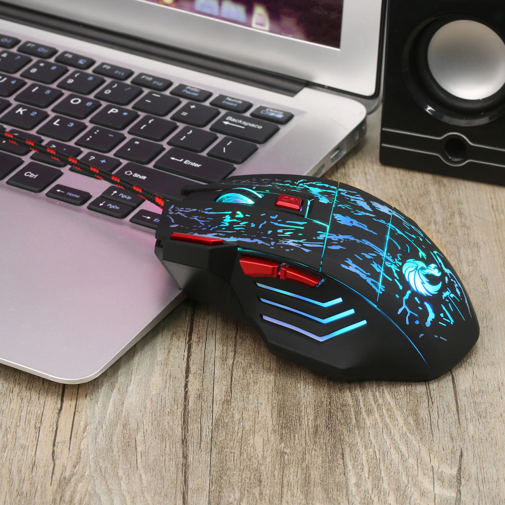 Water Crack Colorful Luminous Gaming Wired Mouse