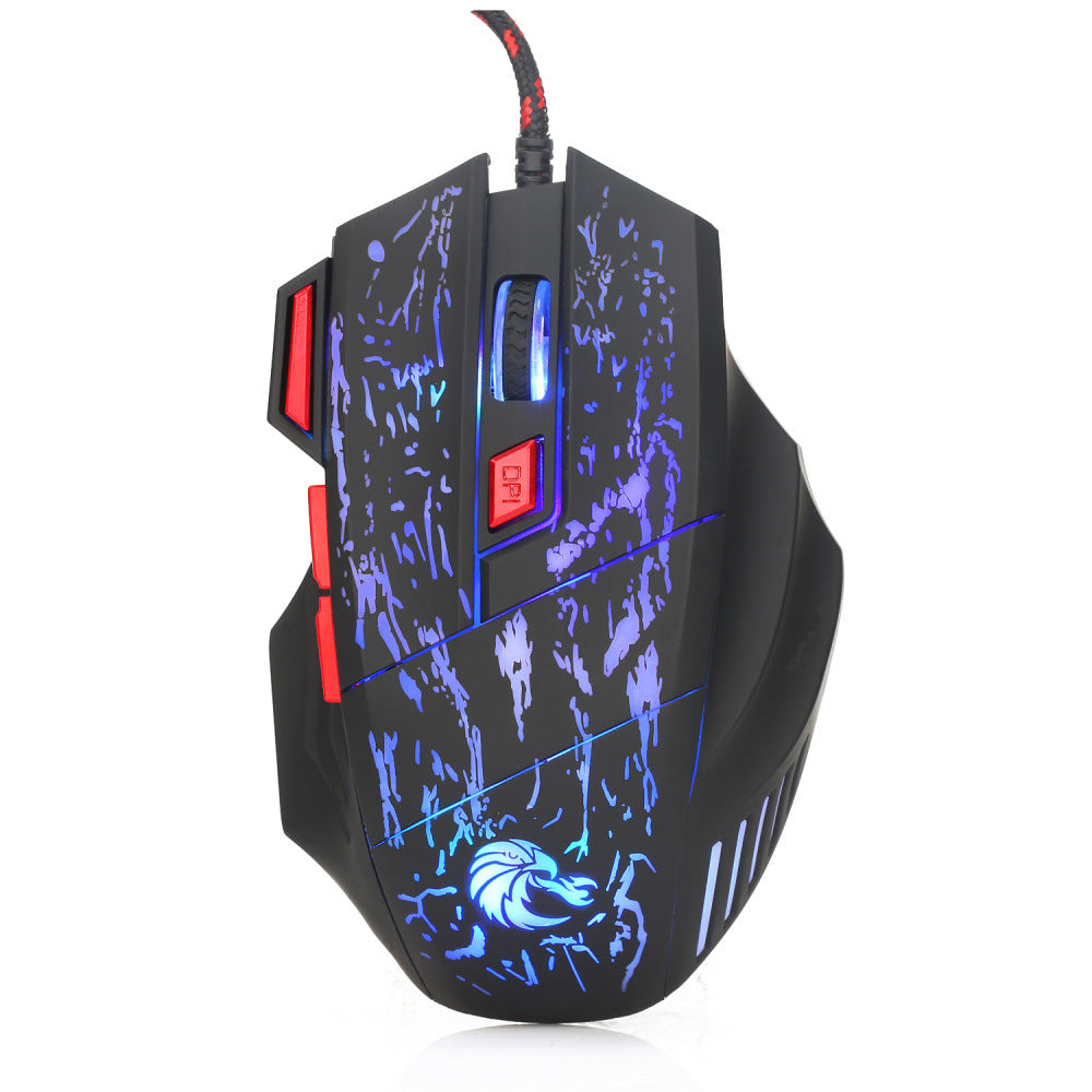 Water Crack Colorful Luminous Gaming Wired Mouse